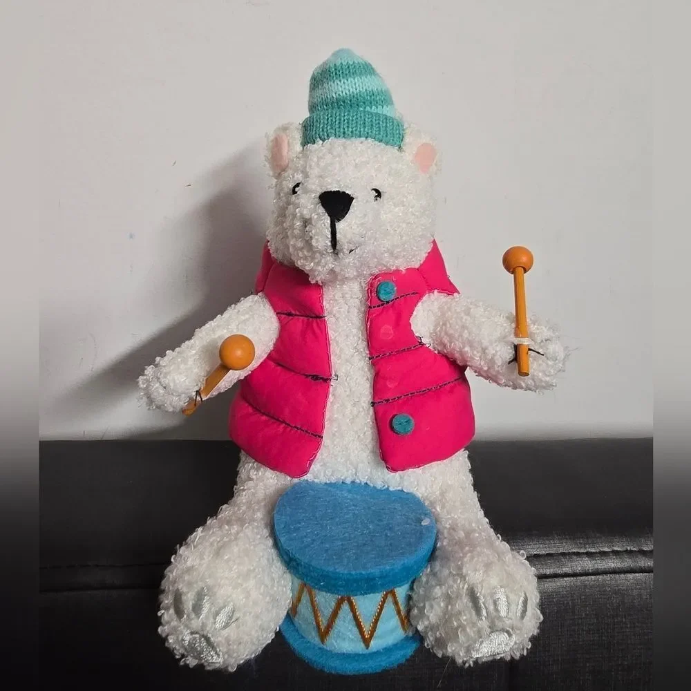 2024 Target Christmas Wondershop Fabric Polar Bear Drummer Figure, Nwt